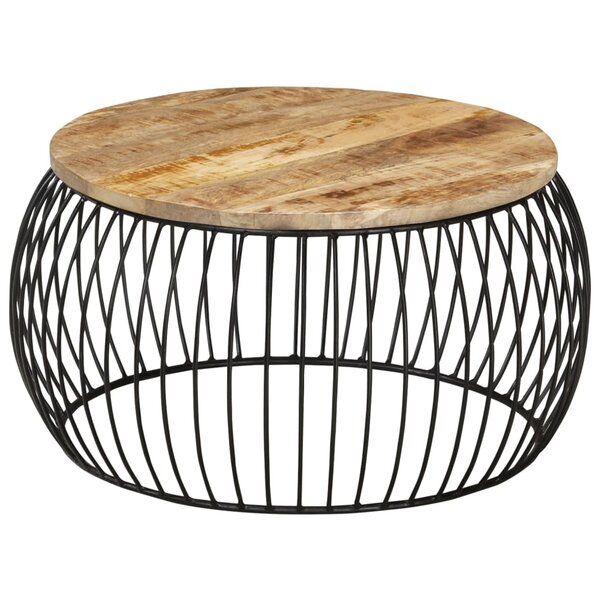 vidaXL Table basse Ø68 cm Bois de manguier brut