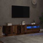 vidaXL Meuble TV avec lumières LED vieux bois bois d'ingénierie