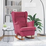 vidaXL Fauteuil à bascule à oreilles en velours rouge vin bois massif