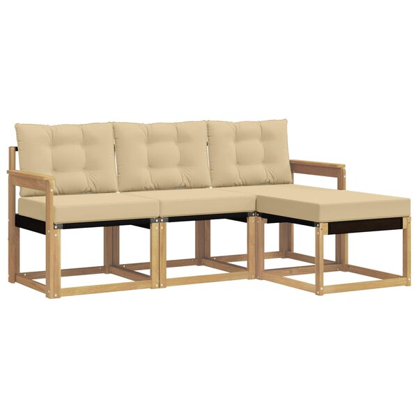 vidaXL Ensemble de canapés d'extérieur 4 Pièces Blanc et Beige