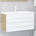 vidaXL Ensemble de meubles de salle de bain 2Pièces blanc et chêne sonoma