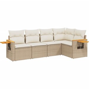 vidaXL Salon de jardin avec coussins 5 Pièces beige résine tressée