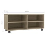 vidaXL Meuble TV avec roulettes Chêne sonoma Bois d'ingénierie