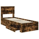 vidaXL Cadre de lit Chêne Fumé et Argent 75 x 190 cm Bois d'ingénierie