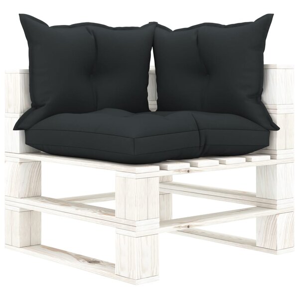 vidaXL Canapé d'angle palette de jardin avec coussins anthracite Bois