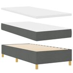 vidaXL Lit à Ressort avec Matelas & Banc Gris Foncé 100x200 cm Tissu