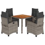 vidaXL Ensemble à manger de jardin 5 Pièces coussins gris résine tressée