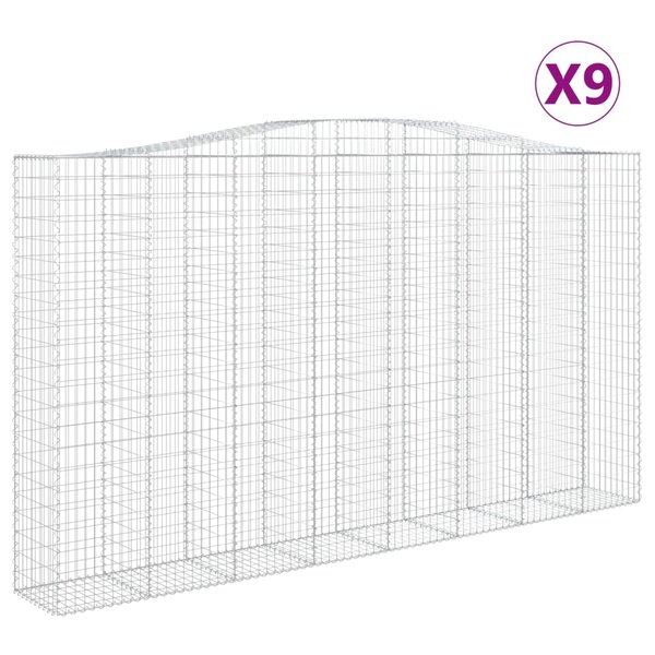 vidaXL Paniers à gabions arqués 9 Pièces 400x50x220/240 cm Fer galvanisé