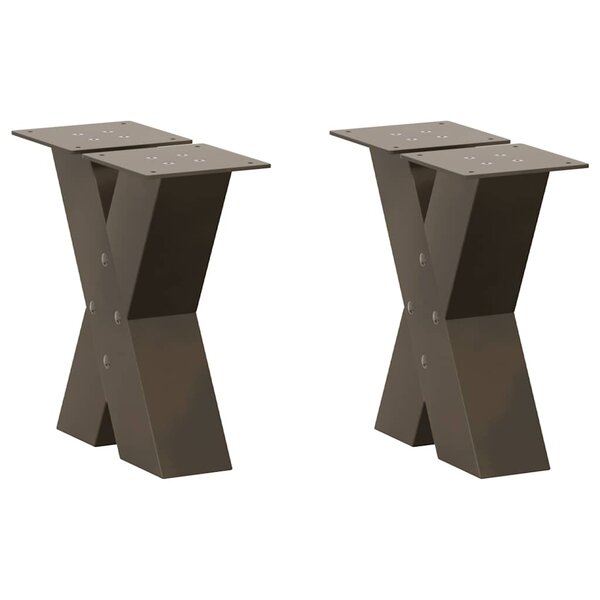 vidaXL Pieds de table basse en forme de X  2 pièces  acier naturel  30 x (30-31) cm