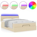vidaXL Lit ottoman avec matelas et LED crème 140x190 cm tissu