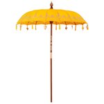 vidaXL Parasol Jaune (210-220) x 260 cm Coton et bois massif