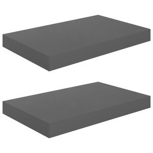 vidaXL Étagère murale flottante 2 Pièces Gris brillant 40x23x3 8 cm MDF