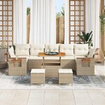 vidaXL Ensemble de canapé de jardin 10 Pièces Beige polyrotin