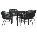 vidaXL Ensemble de salle à manger pour jardin 5 Pièces Noir Poly rotin