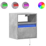 vidaXL Tables de chevet murales avec lumières LED 2 Pièces gris béton