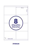 50 planches a4 - 8 étiquettes 105 mm x 70 mm autocollantes blanche par planche pour tous types imprimantes - jet d'encre/laser/photocopieuse