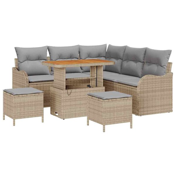 vidaXL Ensemble de canapé de jardin 8 Pièces Beige  Gris clair