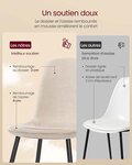 Chaises de salle à manger lot de 4 support métallique pieds réglables nettoyage facile chaises de cuisine tissu chenille PU texturé blanc 12_0004983