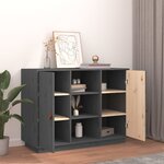 vidaXL Buffet Gris 100x40x75 cm Bois massif de pin