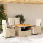 vidaXL Ensemble à manger de jardin coussins 4 Pièces beige résine tressée