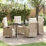 vidaXL Ensemble de salle à manger pour jardin 5 Pièces Beige Poly rotin