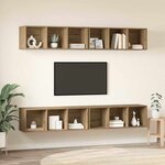 vidaXL Meuble TV mural 4 Pièces chêne artisanal 37 x 37 x 107 5 cm