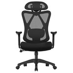 Chaise de bureau en toile fauteuil d’ordinateur siège ergonomique support lombaire réglable appui-tête réglable dossier inclinable charge 150 kg hauteur réglable noir 12_0004856