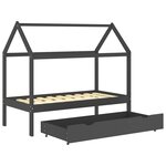 vidaXL Cadre de lit d'enfant avec un tiroir Gris foncé Pin 80x160 cm
