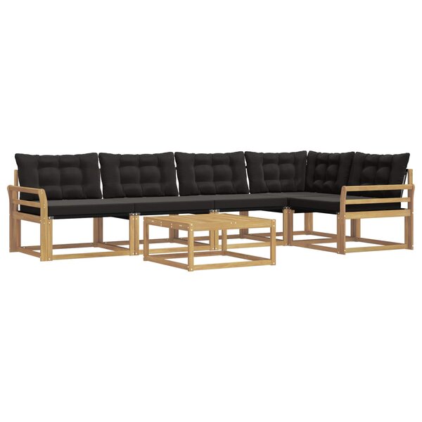 vidaXL Ensemble de canapés d'extérieur 6 pc Blanc et noir