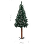 Vidaxl arbre de noël mince avec led et boules vert 210 cm