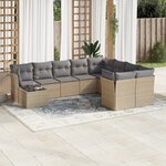 vidaXL Salon de jardin avec coussins 10 Pièces beige résine tressée