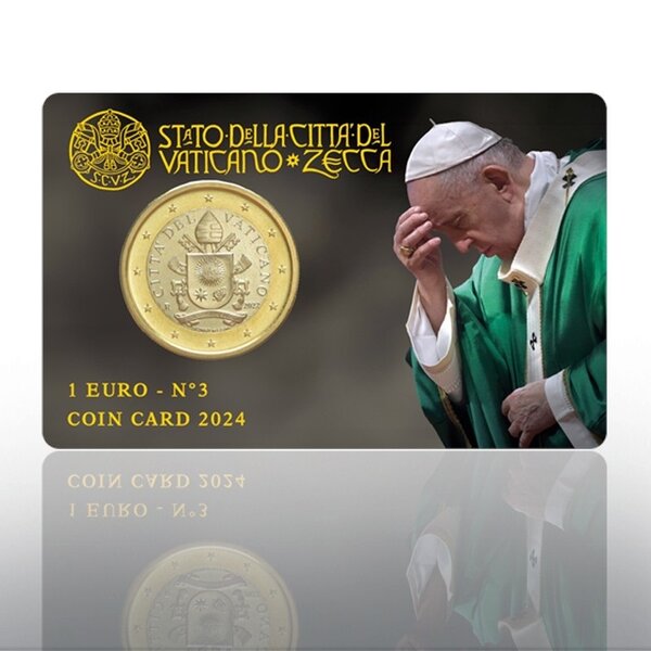 Pièce de monnaie 1 euro Vatican 2024 BU en coincard