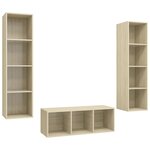 vidaXL Ensemble de meubles TV 3 Pièces Chêne sonoma Bois d'ingénierie