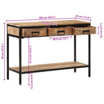 vidaXL Table console 100x35x70 cm bois de manguier massif brut