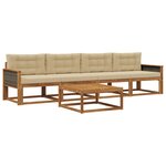 vidaXL Ensemble de canapés d'extérieur 5 Pièces Naturel et Beige