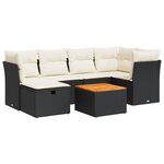 vidaXL Salon de jardin 7 Pièces avec coussins noir résine tressée