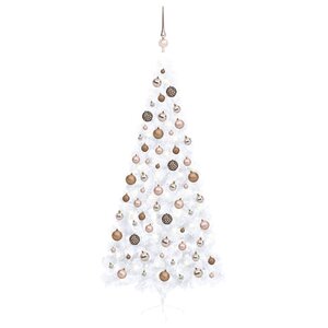vidaXL Demi-arbre de Noël artificiel pré-éclairé et boules blanc 240cm