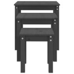 vidaXL Tables gigognes 3 Pièces Gris Bois de pin massif