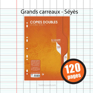 Copies doubles non-perforées Petits carreaux - 210 x 297 mm CONQUERANT SEPT  Lot de 200 pages