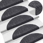 vidaXL Tapis d'escalier autocollants 10 pièces 56 x 17 x 3 cm Gris foncé Demi-rond