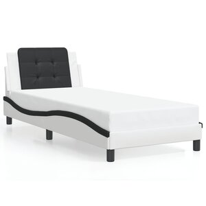 vidaXL Cadre de lit sans matelas blanc et noir 100x200 cm similicuir