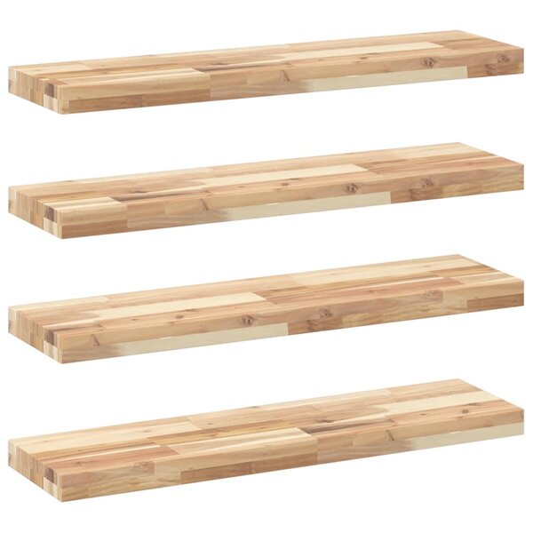 vidaXL Étagères flottantes 4 Pièces 80x20x4 cm acacia massif non traité