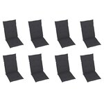 vidaXL Chaises inclinables de jardin et coussins lot de 8 Teck solide