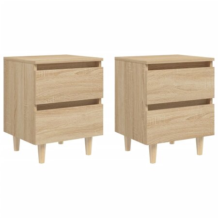 vidaXL Tables de chevet pieds en pin 2 Pièces Chêne sonoma 40x35x50 cm