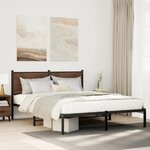 vidaXL Cadre de lit en métal sans matelas chêne fumé 140x190 cm