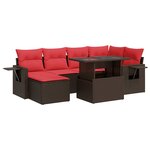 vidaXL Salon de jardin avec coussins 7Pièces marron résine tressée acacia