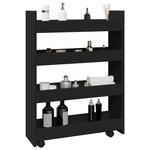 vidaXL Chariot de rangement étroit 4 niveaux noir bois d'ingénierie