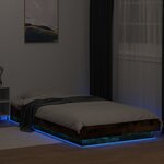 vidaXL Cadre de lit et lumières LED sans matelas chêne fumé 90x190 cm