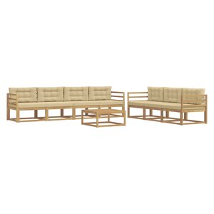 vidaXL Ensemble de canapés d'extérieur 7 Pièces Blanc et Beige