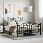 vidaXL Cadre de lit métal avec tête de lit/pied de lit noir 140x190 cm